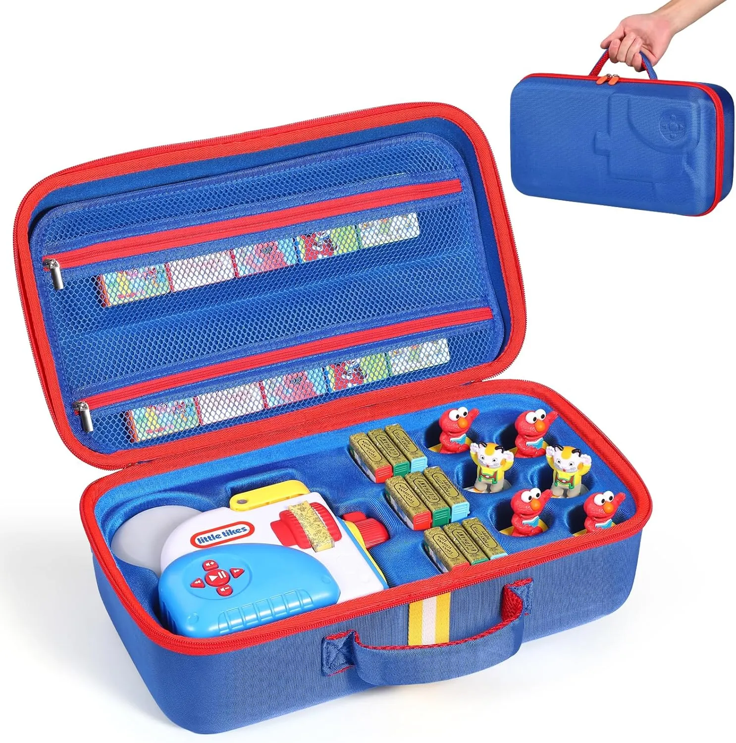 Hard Travel Case Compatible with Little Tikes for Story Dream Machine Books Starter Set, Protective Hard Case Container for Storytime Audio Play Real for Littles Character Collection (Upgraded Blue)