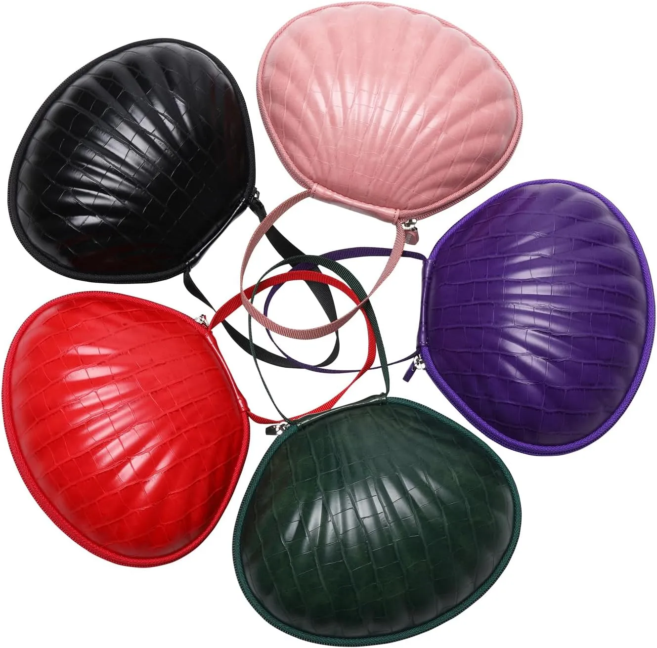 Hard Travel Case for Silicone Bras [A-C Cup] Premium Nubra Organizer Portable Lingerie Underwear Storage Bag (Crocodile, Red)