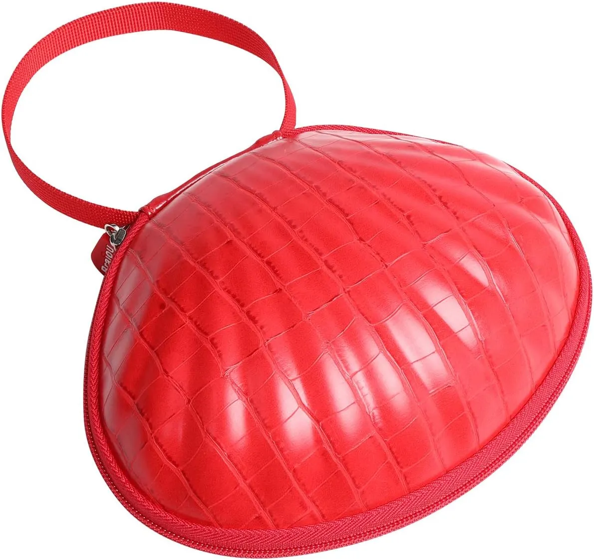 Hard Travel Case for Silicone Bras [A-C Cup] Premium Nubra Organizer Portable Lingerie Underwear Storage Bag (Crocodile, Red)