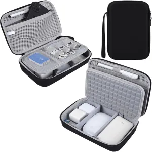 Hard Travel Electronic Organizer Case for MacBook Power Adapter Chargers Cables Power Bank Apple Magic Mouse Apple Pencil USB Flash Disk SD Card Hard Drive Waterproof Shockproof Carrying Bag, Black