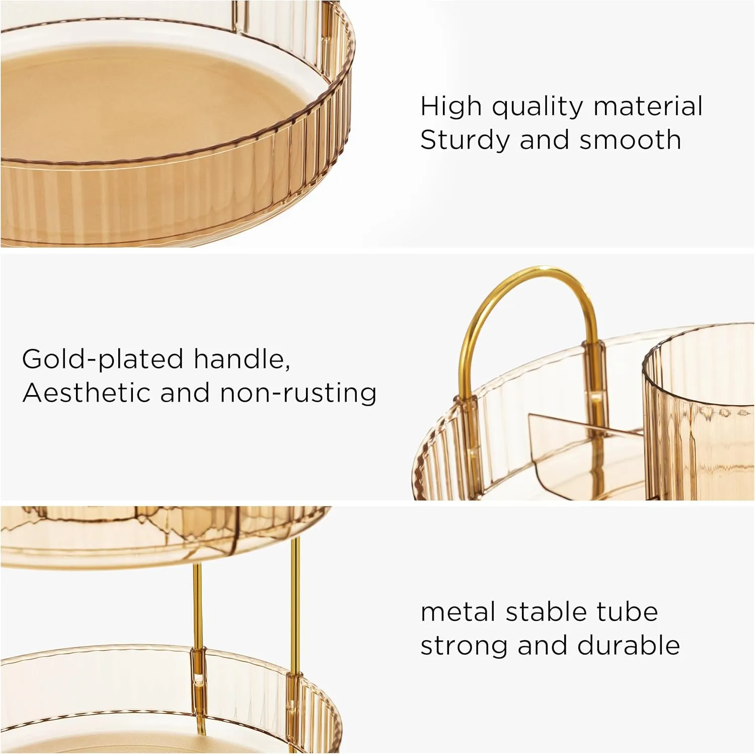 HBlife 360 Rotating Makeup Organizer, 2 Tier Perfume Organizer Skincare Organizer Large Capacity Cosmetic Storage for Bathroom, Vanity, Countertop, Glod