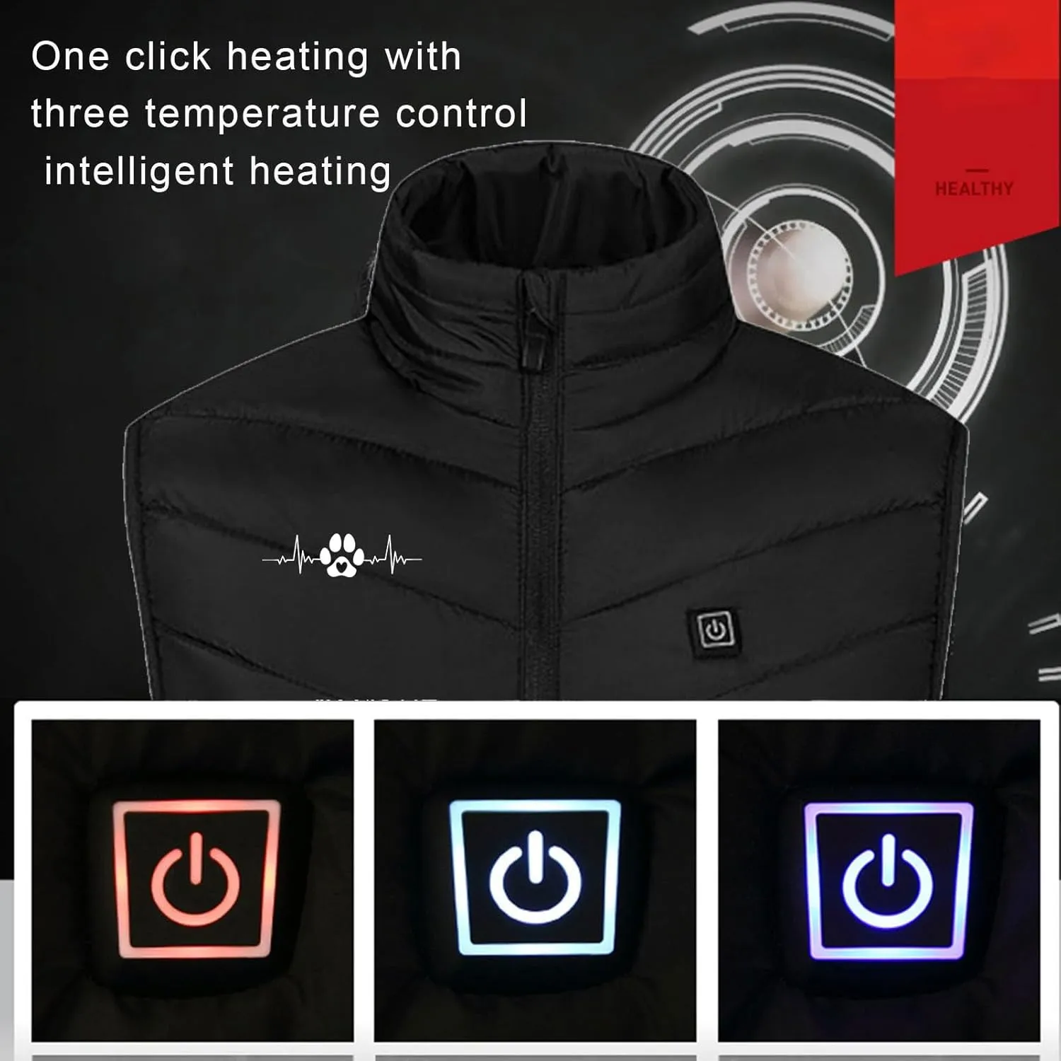 Heated Jacket For Women And Men Print Coat With 2 Heating Zones Controlled Temperature Thickened Unisex Heated Vests