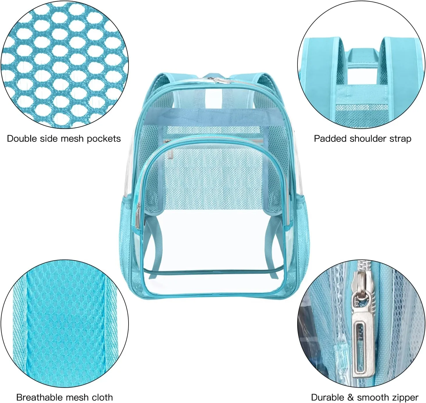 HEEYA Clear Backpack Heavy Duty Transparent Backpack for Security, Sports, Work, Travel, Stadium