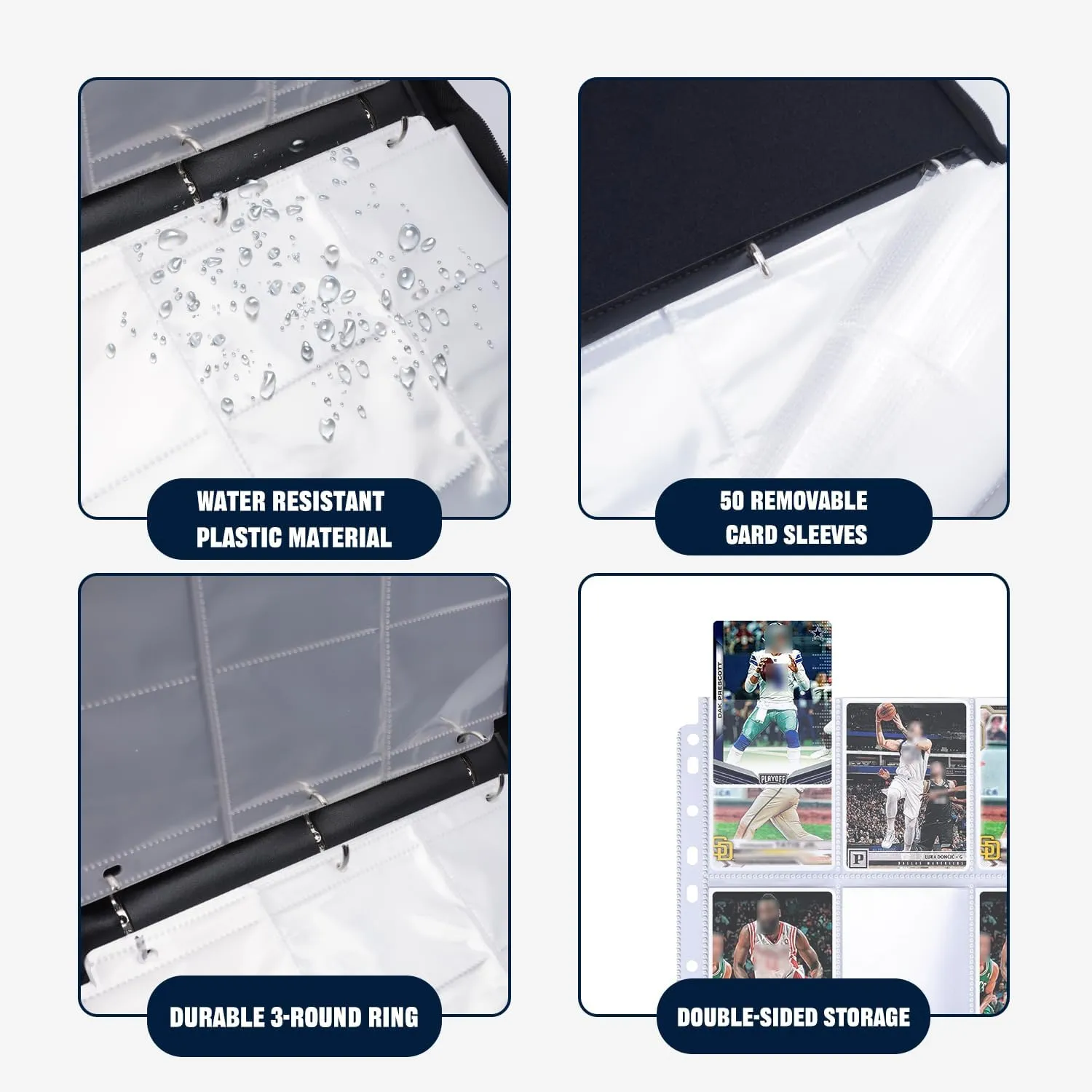 HESTECH Hockey Card Binder 9 Pocket with 50 Removable Sleeves, Collectible Trading Card Albums Display Storage Organizer Fits 900 Card, Sports Card Holder for Collectors Boys and Girls Gift