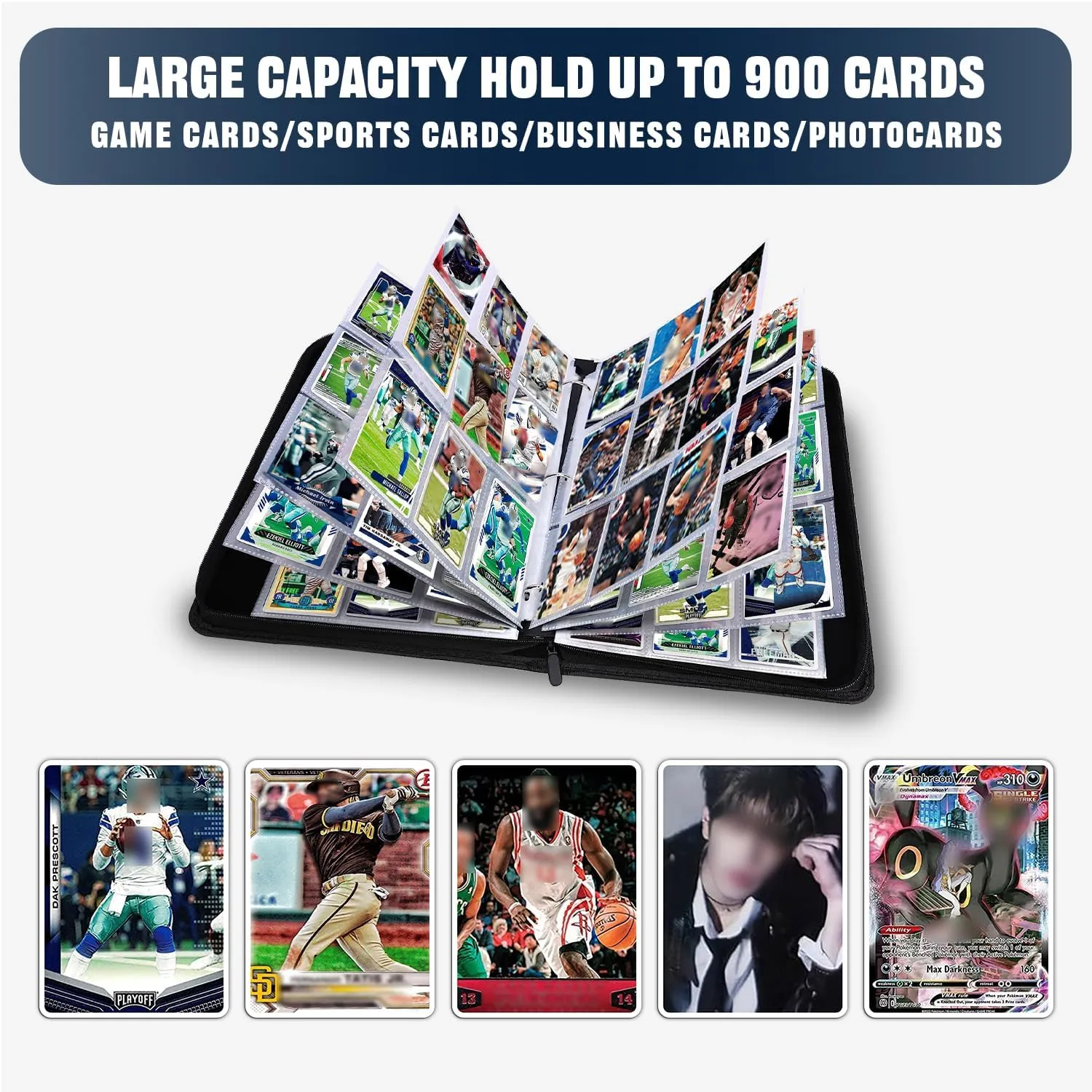 HESTECH Hockey Card Binder 9 Pocket with 50 Removable Sleeves, Collectible Trading Card Albums Display Storage Organizer Fits 900 Card, Sports Card Holder for Collectors Boys and Girls Gift