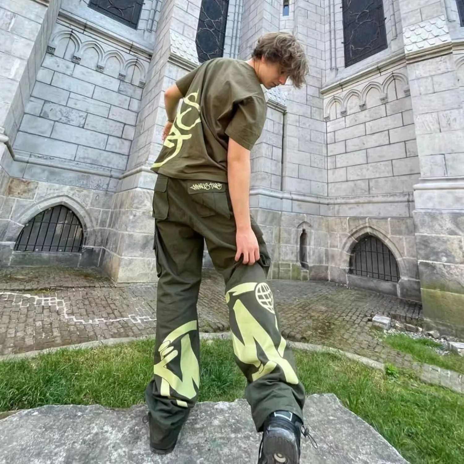 High Waist Baggy Jeans Mens Y2K Minus Two Cargo Pants New Harajuku Hip Hop Gothic Loose Joggers Overalls Streetwear