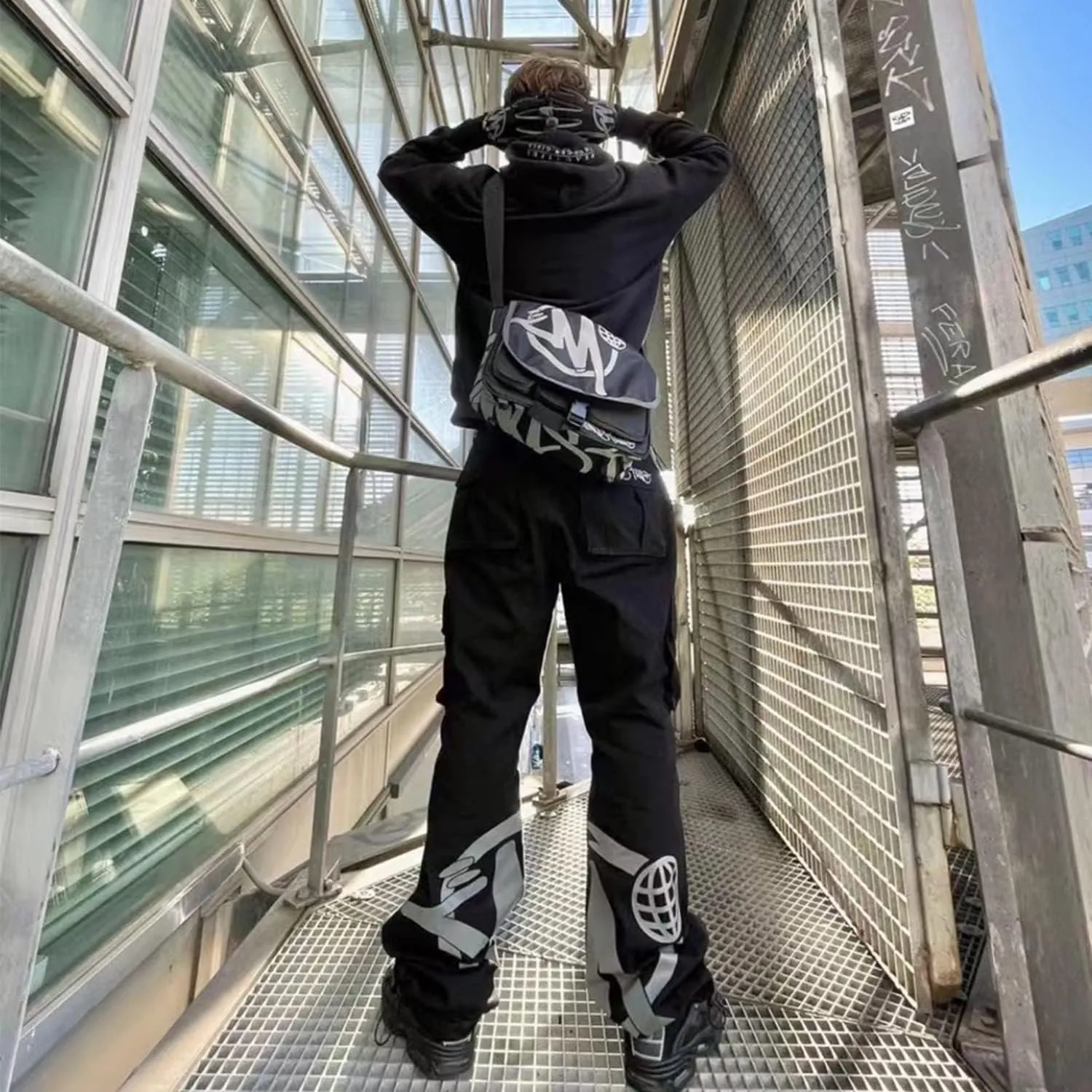 High Waist Baggy Jeans Mens Y2K Minus Two Cargo Pants New Harajuku Hip Hop Gothic Loose Joggers Overalls Streetwear
