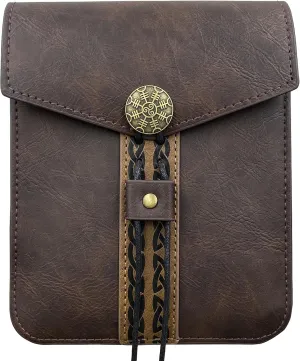HiiFeuer Vintage Medieval Faux Leather Belt Bag, Retro Middle Ages Belt Pouch Waist bag, Portable Side Pack For LARP Ren Faire (Brown A)