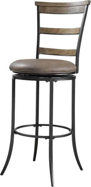 Hillsdale Bar Height Charleston Swivel Ladder Back Stool, Barstool, Charcoal Gray