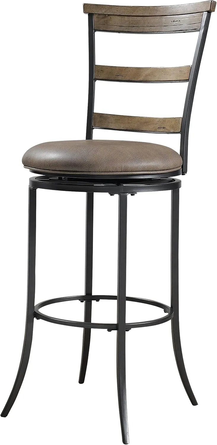 Hillsdale Bar Height Charleston Swivel Ladder Back Stool, Barstool, Charcoal Gray