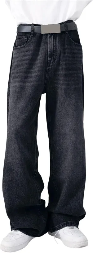 Hip Hop Baggy Jeans for Men Casual Wide Leg Y2k Skateboard Vintage Denim Pants Streetwear