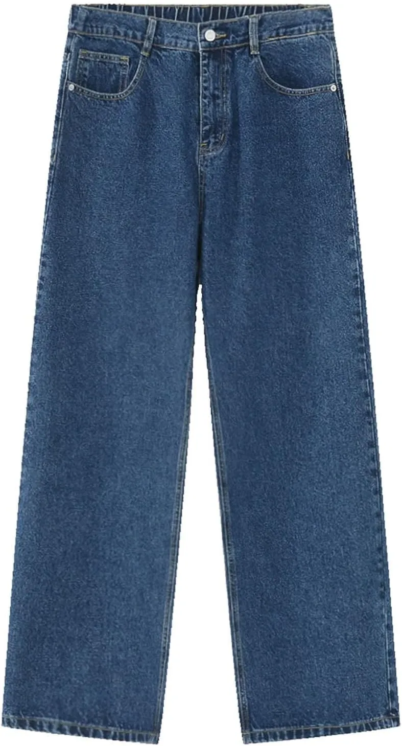 Hip Hop Baggy Jeans for Men Casual Wide Leg Y2k Skateboard Vintage Denim Pants Streetwear