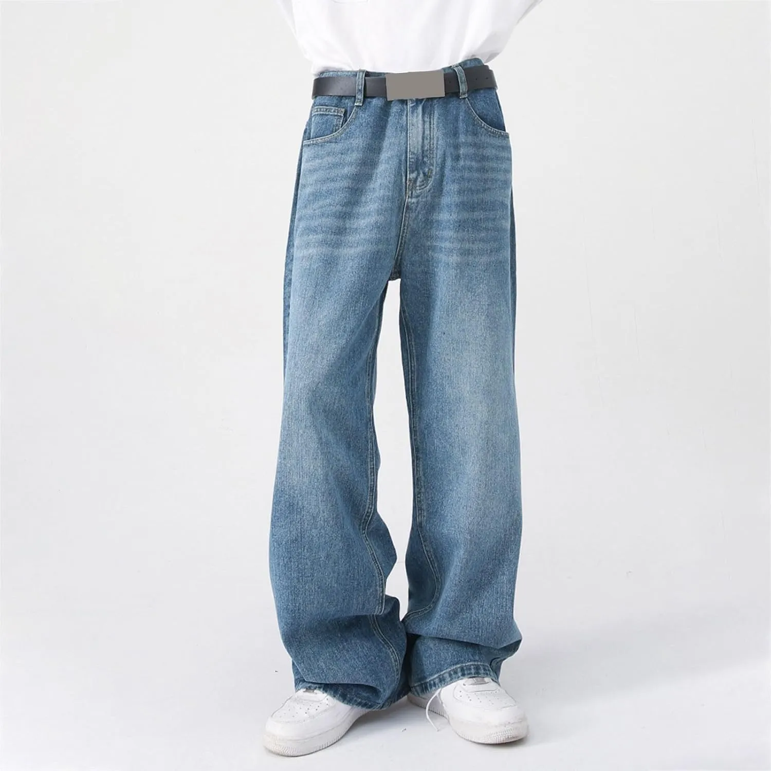 Hip Hop Baggy Jeans for Men Casual Wide Leg Y2k Skateboard Vintage Denim Pants Streetwear