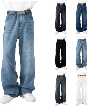Hip Hop Baggy Jeans for Men Casual Wide Leg Y2k Skateboard Vintage Denim Pants Streetwear