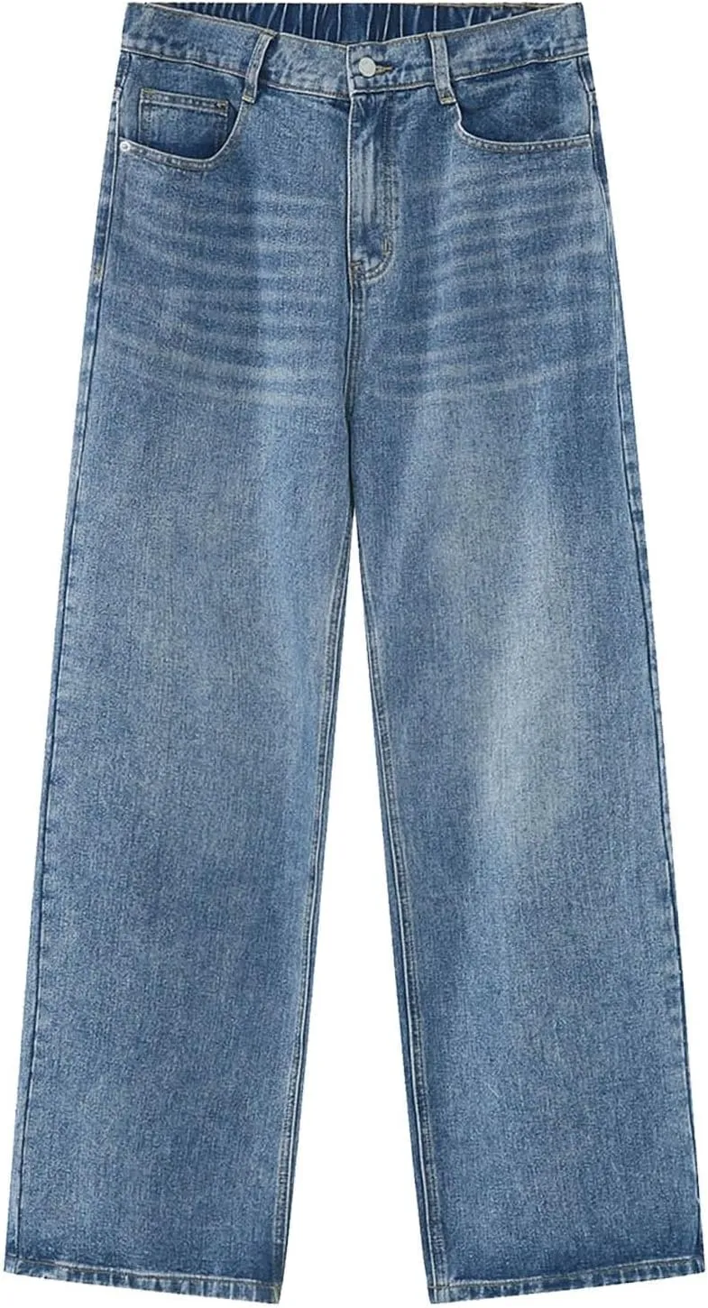 Hip Hop Baggy Jeans for Men Casual Wide Leg Y2k Skateboard Vintage Denim Pants Streetwear