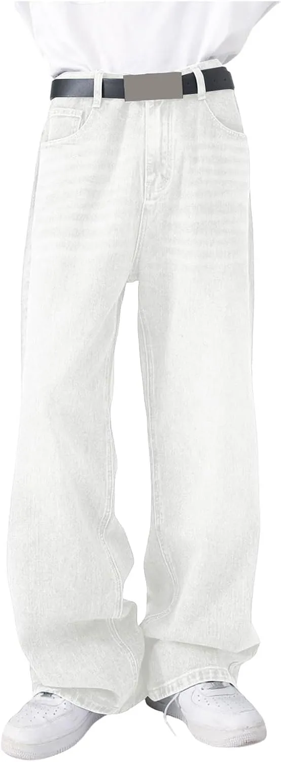 Hip Hop Baggy Jeans for Men Casual Wide Leg Y2k Skateboard Vintage Denim Pants Streetwear