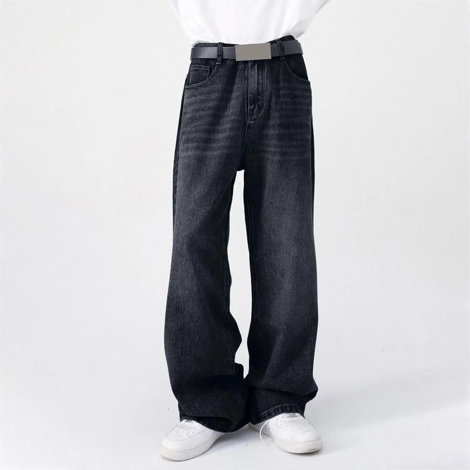 Hip Hop Baggy Jeans for Men Casual Wide Leg Y2k Skateboard Vintage Denim Pants Streetwear