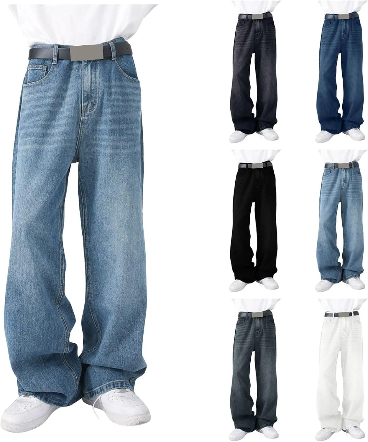 Hip Hop Baggy Jeans for Men Casual Wide Leg Y2k Skateboard Vintage Denim Pants Streetwear