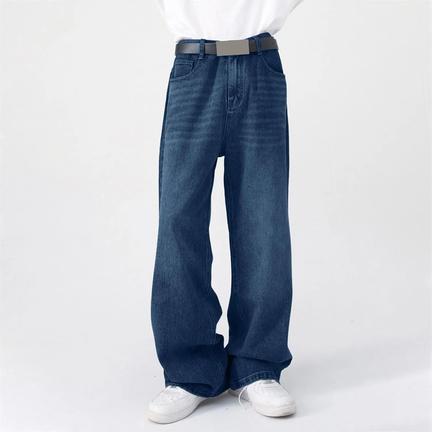 Hip Hop Baggy Jeans for Men Casual Wide Leg Y2k Skateboard Vintage Denim Pants Streetwear