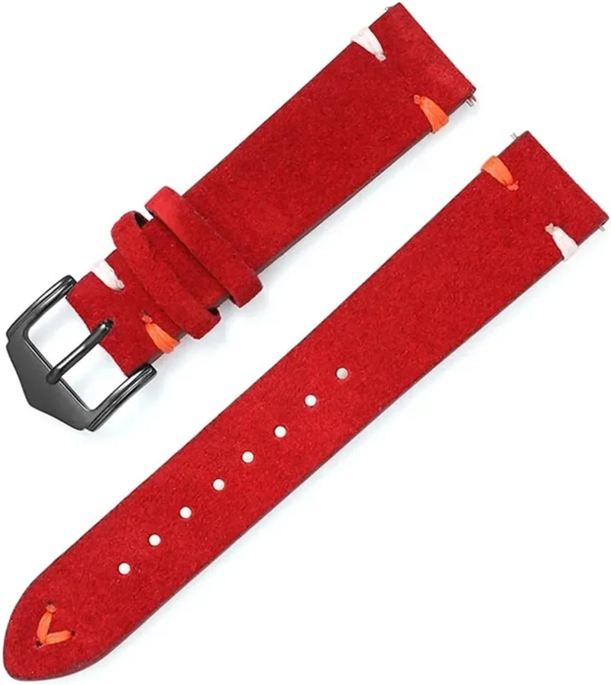 HMFang Watch Strap 20mm 22mm Suede Genuine Leather Watch Band Matte Cowhide Stitching Belt Quick Release Wrist Bracelet