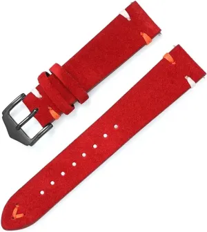 HMFang Watch Strap 20mm 22mm Suede Genuine Leather Watch Band Matte Cowhide Stitching Belt Quick Release Wrist Bracelet