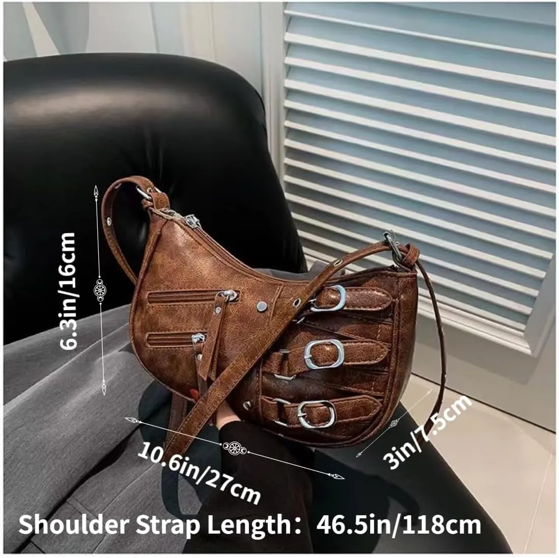 Hobo Crossbody Purse Shoulder bag for Women Chic Metallic Edge City Handbag Casual Use 2024 Fashion (brown)