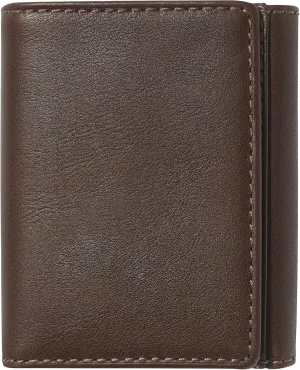 House of Jack Co. Dutton Trifold Wallet for Men with Flip Out ID, RFID Blocking, Full Grain Cowhide Leather Wallet, Brown