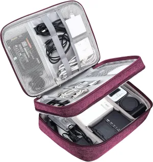House of Quirk Electronics Accessories Organizer Bag, Universal Carry Travel Gadget Bag for Cables, Plug and More, Perfect Size Fits for Pad Phone Charger Hard Disk - Dark Blue, polyester, pack of 1