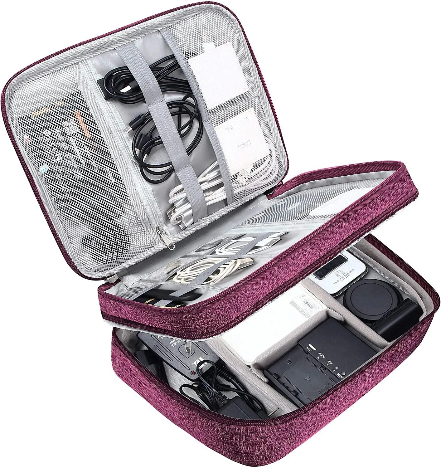House of Quirk Electronics Accessories Organizer Bag, Universal Carry Travel Gadget Bag for Cables, Plug and More, Perfect Size Fits for Pad Phone Charger Hard Disk - Dark Blue, polyester, pack of 1