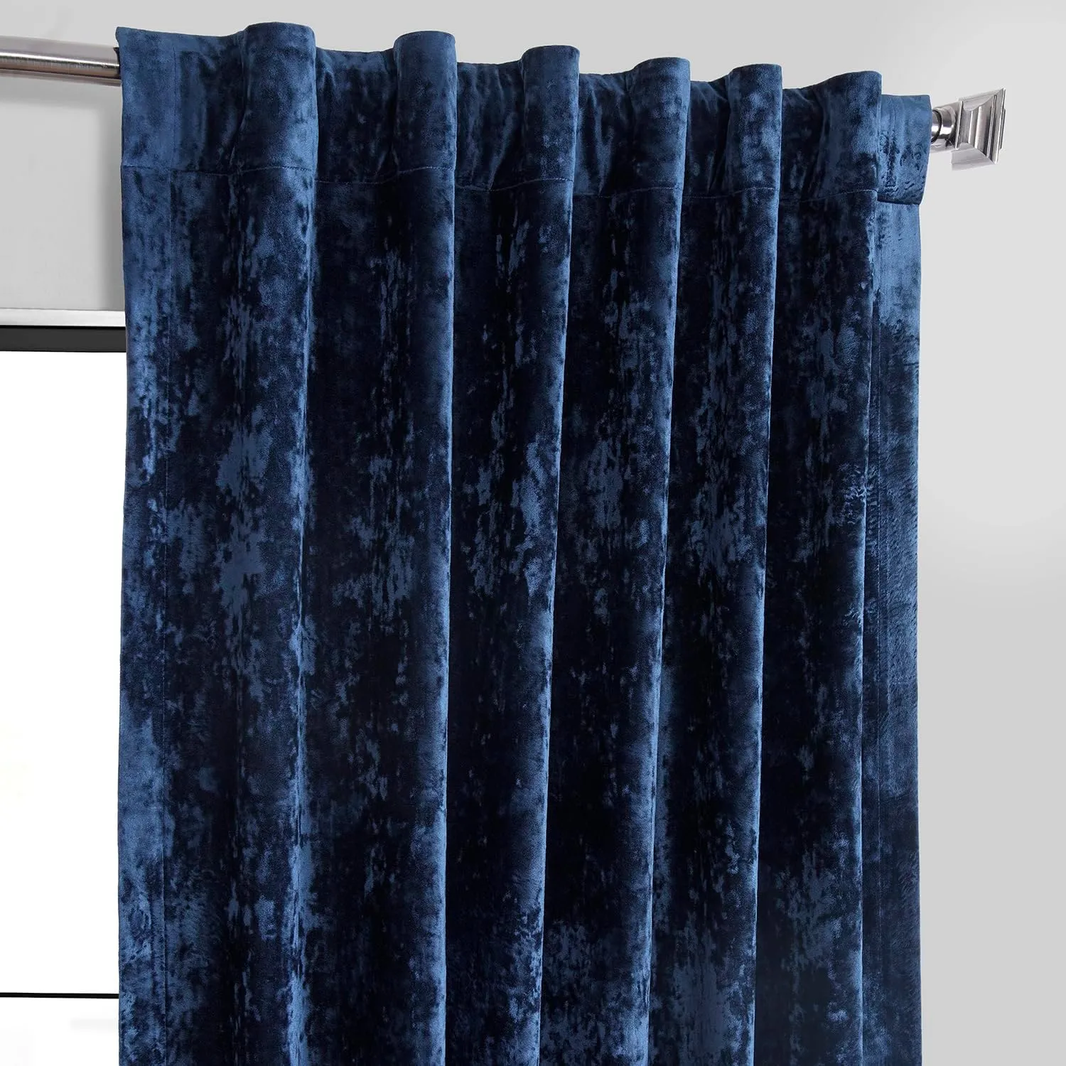 HPD Half Price Drapes Lush Crush Velvet Curtains - Room Darkening Curtain 84 Inches Long for Bedroom & Living Room, Luxury Look, Rod Pocket Design, (1 Panel), 50W x 84L, Sapphire Blue