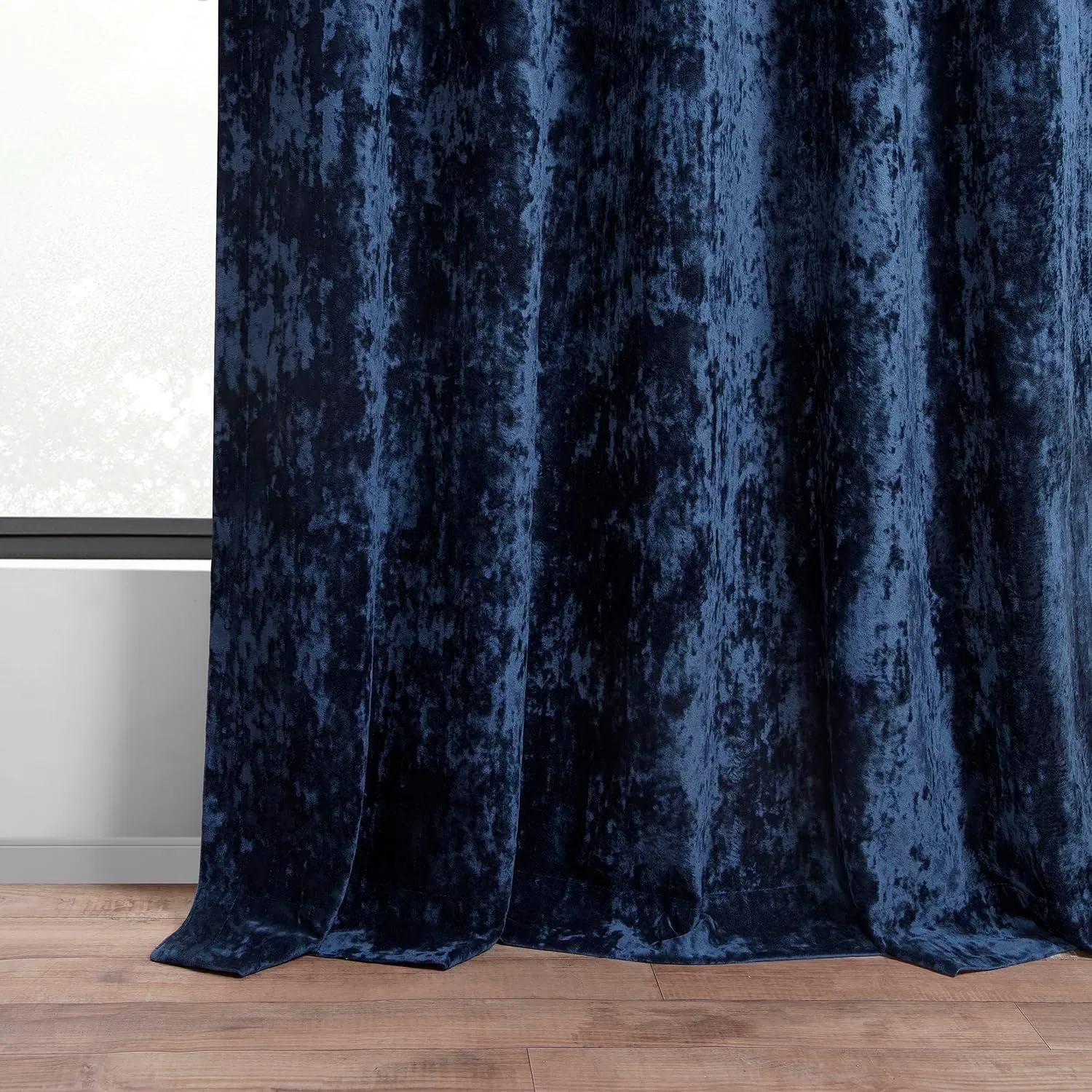 HPD Half Price Drapes Lush Crush Velvet Curtains - Room Darkening Curtain 84 Inches Long for Bedroom & Living Room, Luxury Look, Rod Pocket Design, (1 Panel), 50W x 84L, Sapphire Blue
