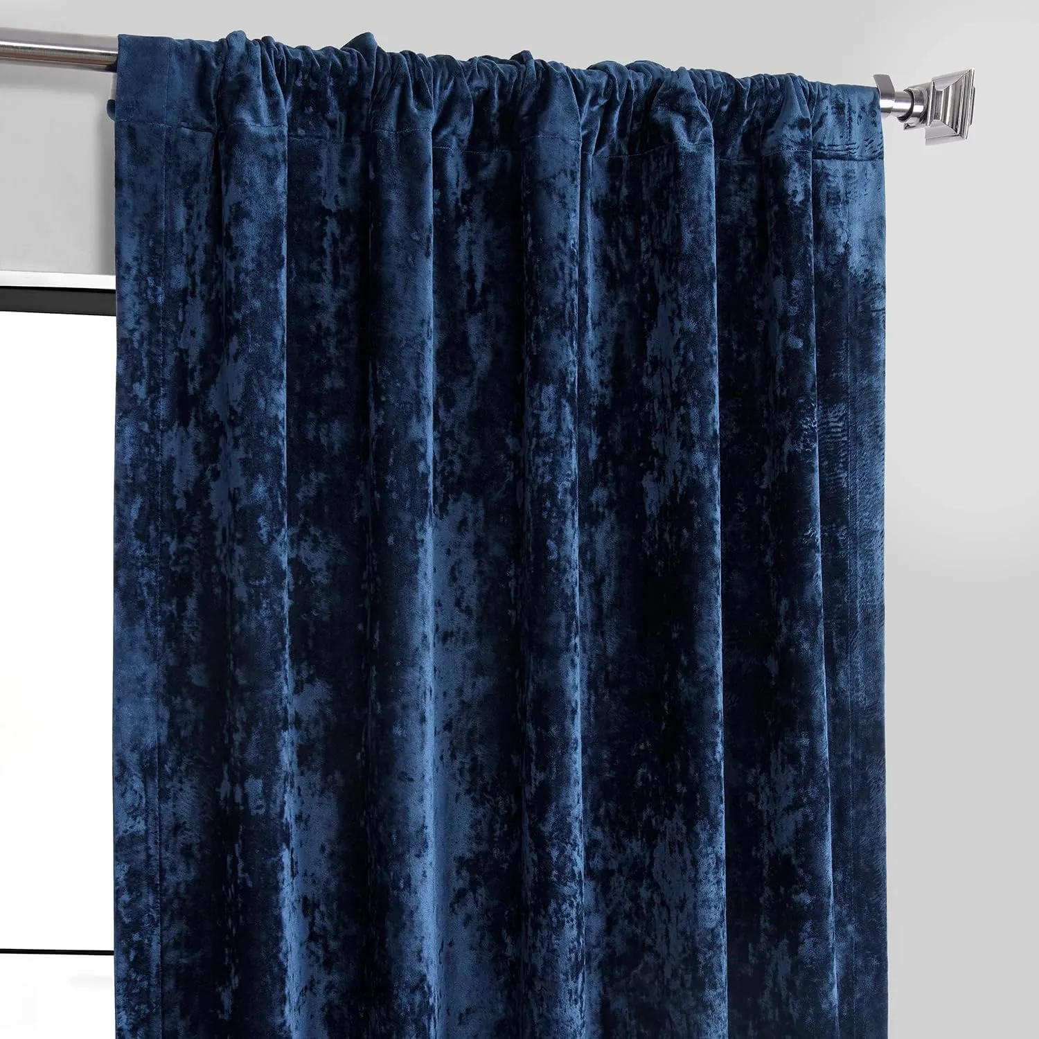 HPD Half Price Drapes Lush Crush Velvet Curtains - Room Darkening Curtain 84 Inches Long for Bedroom & Living Room, Luxury Look, Rod Pocket Design, (1 Panel), 50W x 84L, Sapphire Blue