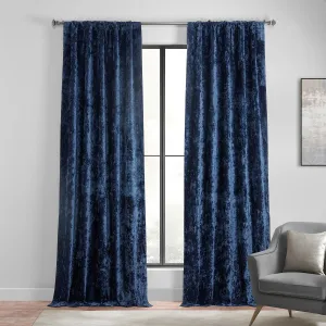 HPD Half Price Drapes Lush Crush Velvet Curtains - Room Darkening Curtain 84 Inches Long for Bedroom & Living Room, Luxury Look, Rod Pocket Design, (1 Panel), 50W x 84L, Sapphire Blue