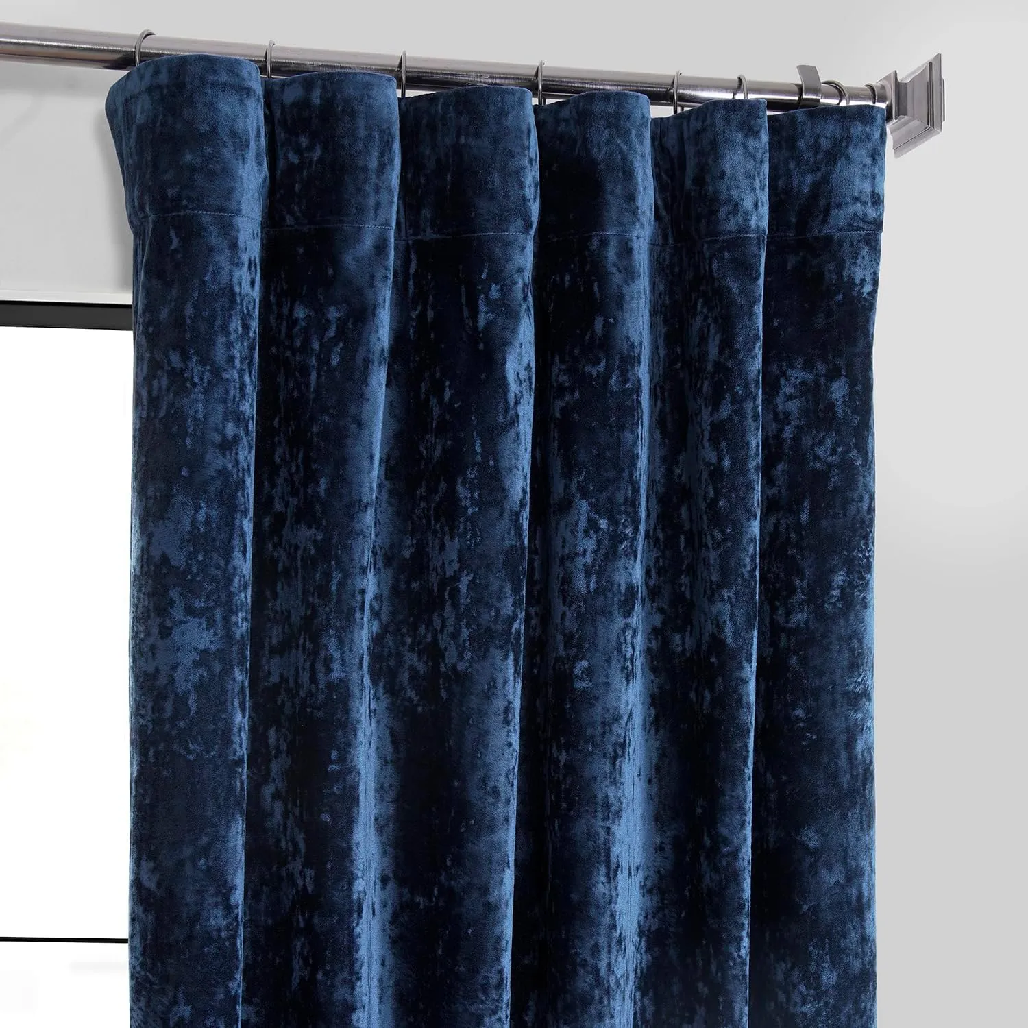 HPD Half Price Drapes Lush Crush Velvet Curtains - Room Darkening Curtain 84 Inches Long for Bedroom & Living Room, Luxury Look, Rod Pocket Design, (1 Panel), 50W x 84L, Sapphire Blue