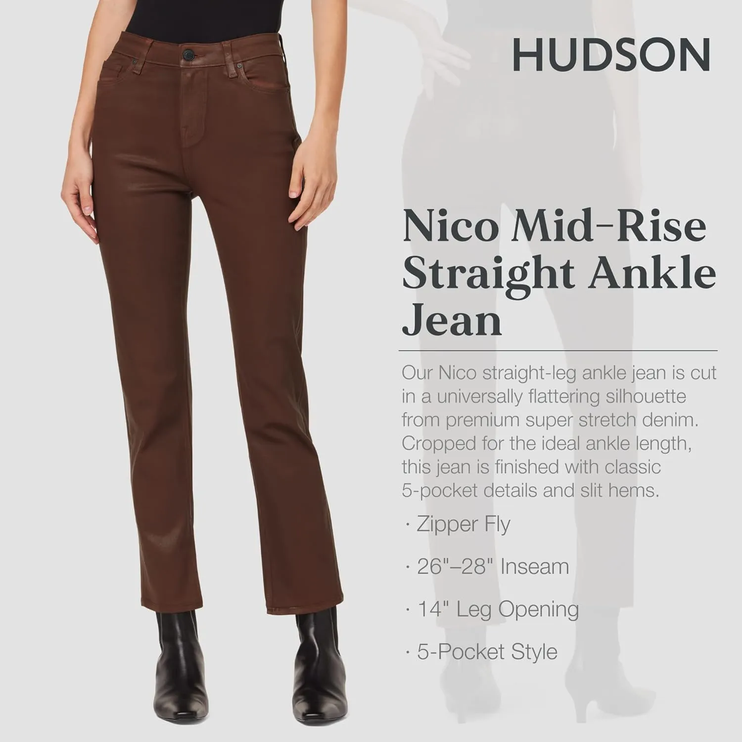 HUDSON Women's Nico Mid-Rise Straight Leg Ankle Jean