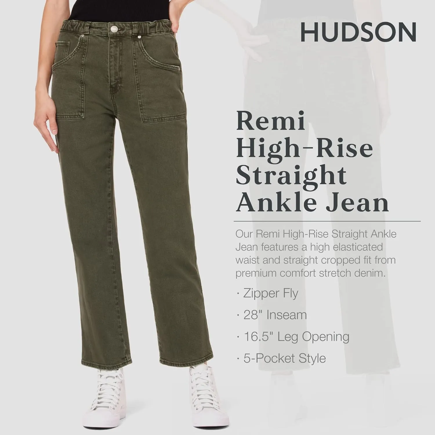 HUDSON Women's Remi High Rise, Cropped, Straight Leg Jean