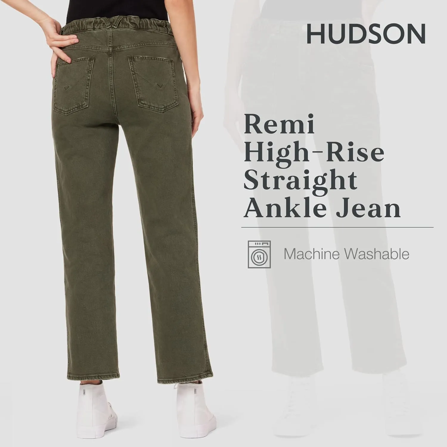 HUDSON Women's Remi High Rise, Cropped, Straight Leg Jean