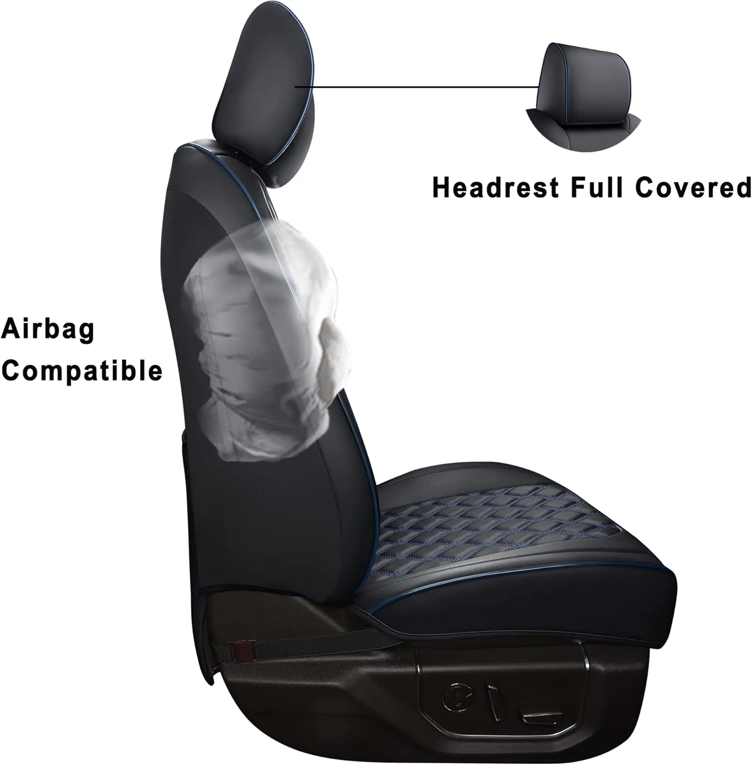 Huidasource Tacoma Truck Seat Covers Custom Fit for 2016-2023 Double & Crew Cab Toyota Tacoma SR SR5 Limited TRD Sport/Pro/Off Road, Full Coverage Front and Rear Seat Covers (Full Set/Black & Blue)