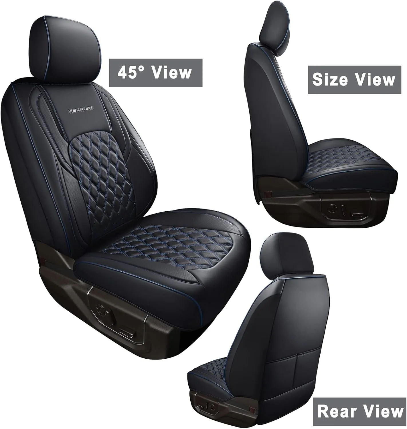 Huidasource Tacoma Truck Seat Covers Custom Fit for 2016-2023 Double & Crew Cab Toyota Tacoma SR SR5 Limited TRD Sport/Pro/Off Road, Full Coverage Front and Rear Seat Covers (Full Set/Black & Blue)