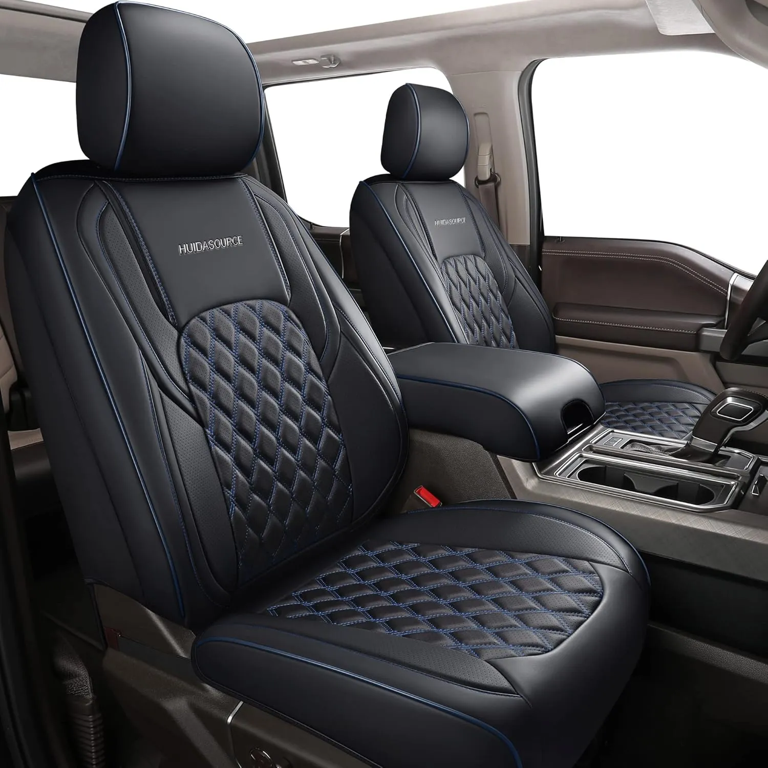 Huidasource Tacoma Truck Seat Covers Custom Fit for 2016-2023 Double & Crew Cab Toyota Tacoma SR SR5 Limited TRD Sport/Pro/Off Road, Full Coverage Front and Rear Seat Covers (Full Set/Black & Blue)