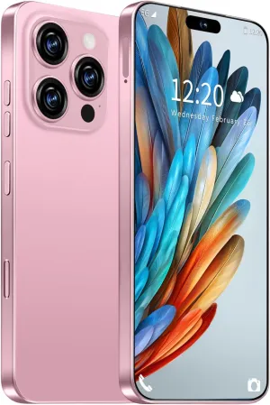 Huness I16 ProMAX Smartphone Unlocked Cell Phone,6.99" HD Screen Unlocked Phone,8 256GB Android 13 with 128GB Memory Card,Face ID/Dual SIM/5G/Fingerprint Button Unlock/Photos/GPS (Pink, 8 256)