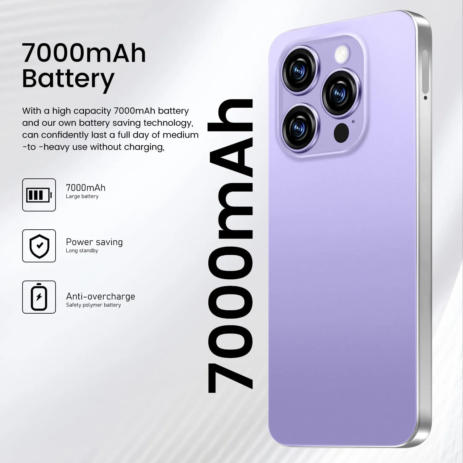 Huness I16 ProMAX Smartphone Unlocked Cell Phone,6.99" HD Screen Unlocked Phone,8 256GB Android 13 with 128GB Memory Card,Face ID/Dual SIM/5G/Fingerprint Button Unlock/Photos/GPS (Purple, 8 256)