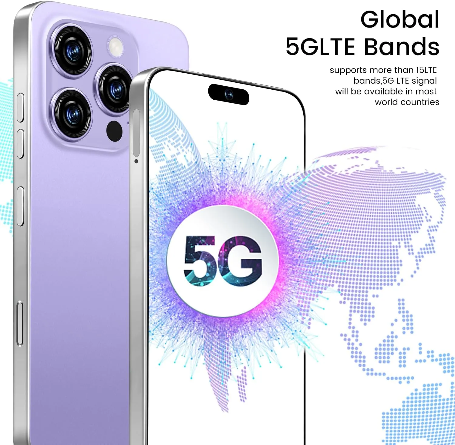 Huness I16 ProMAX Smartphone Unlocked Cell Phone,6.99" HD Screen Unlocked Phone,8 256GB Android 13 with 128GB Memory Card,Face ID/Dual SIM/5G/Fingerprint Button Unlock/Photos/GPS (Purple, 8 256)