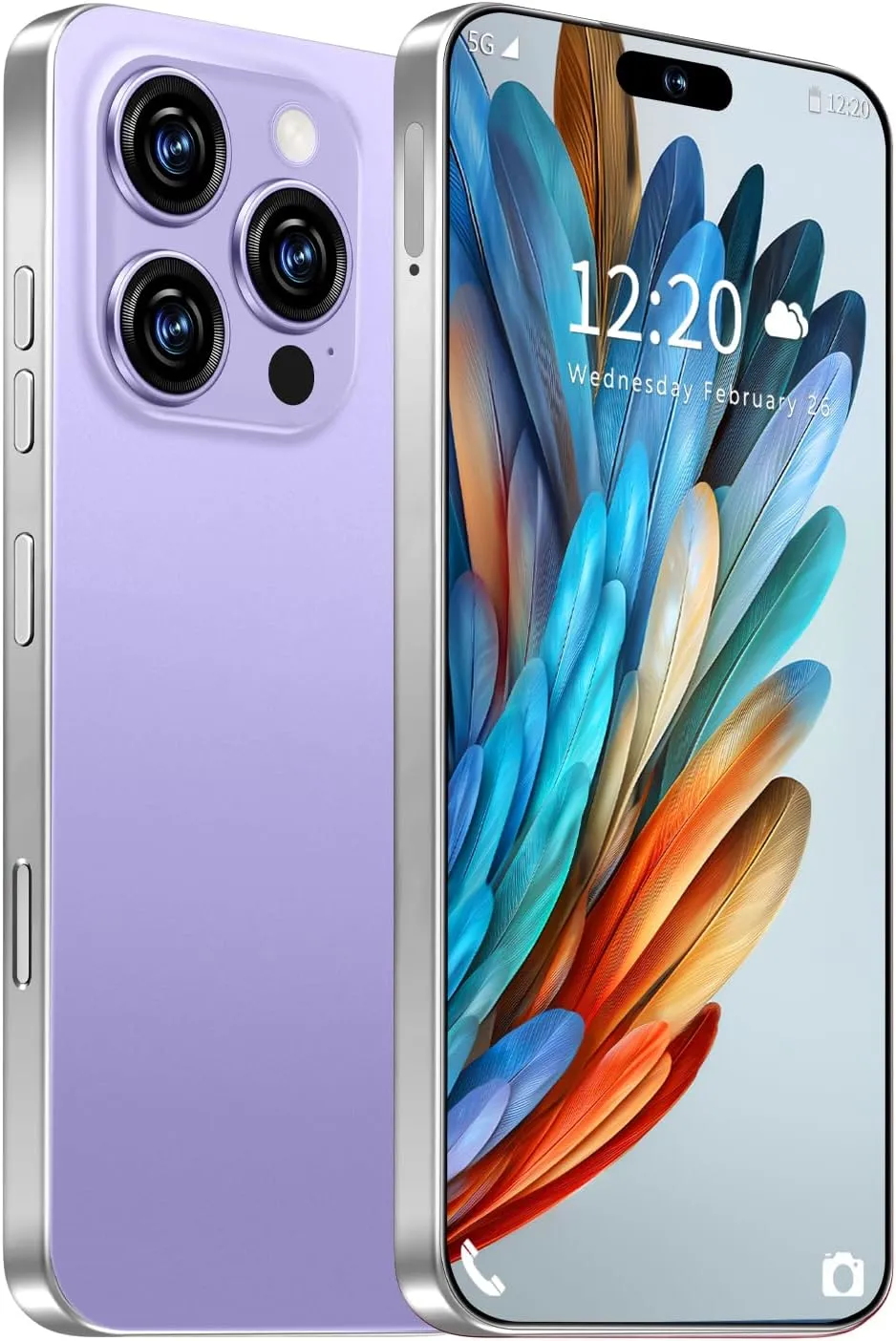 Huness I16 ProMAX Smartphone Unlocked Cell Phone,6.99" HD Screen Unlocked Phone,8 256GB Android 13 with 128GB Memory Card,Face ID/Dual SIM/5G/Fingerprint Button Unlock/Photos/GPS (Purple, 8 256)