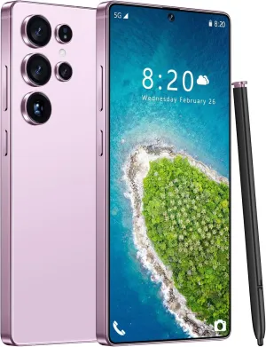 Huness I25 Ultra Unlocked Phone,Built in Pen The Phone,Cell Phone Battery 7000mAh 6.99" HD Screen,Android 14 8 256GB Smartphone,Dual SIM/5G/Face ID/Fingerprint Lock/GPS (Purple)