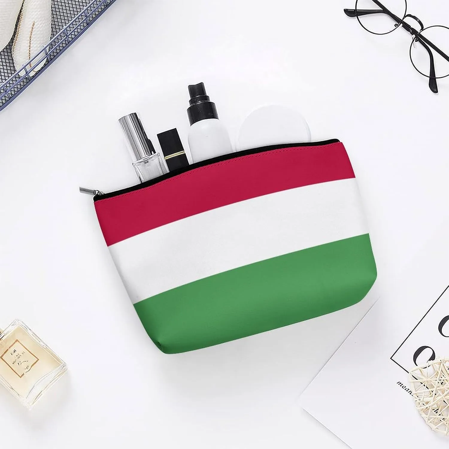Hungary Flag Cosmetic Bag for Women Lightweight Travel Makeup Organizer for Purse