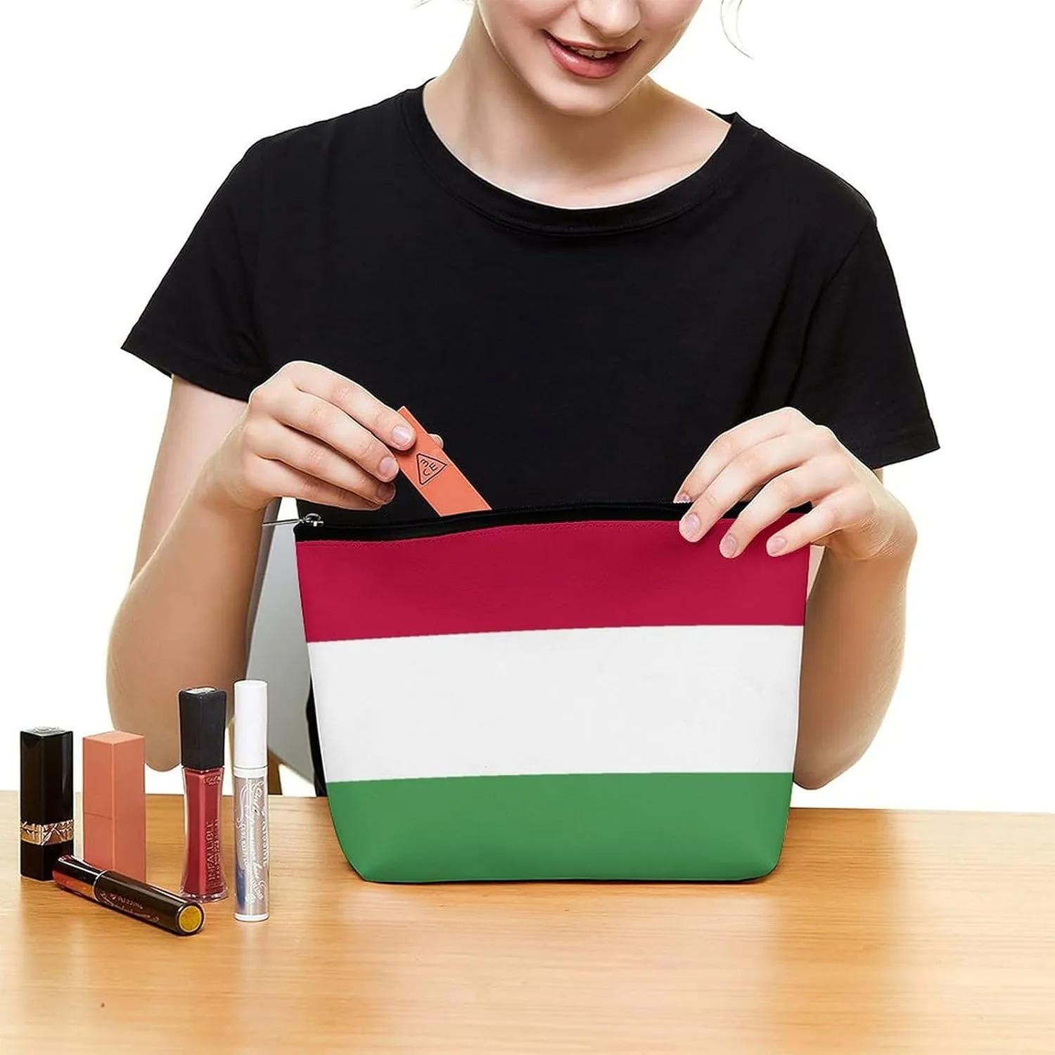 Hungary Flag Cosmetic Bag for Women Lightweight Travel Makeup Organizer for Purse