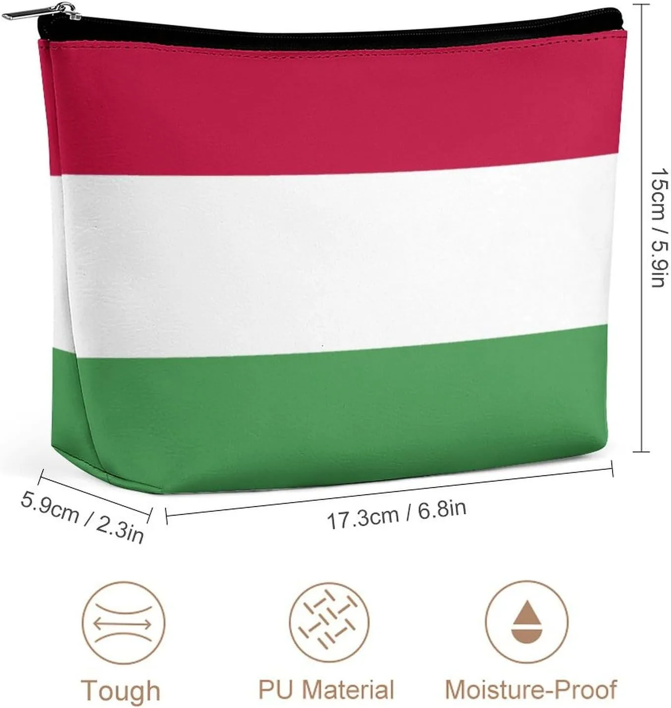 Hungary Flag Cosmetic Bag for Women Lightweight Travel Makeup Organizer for Purse