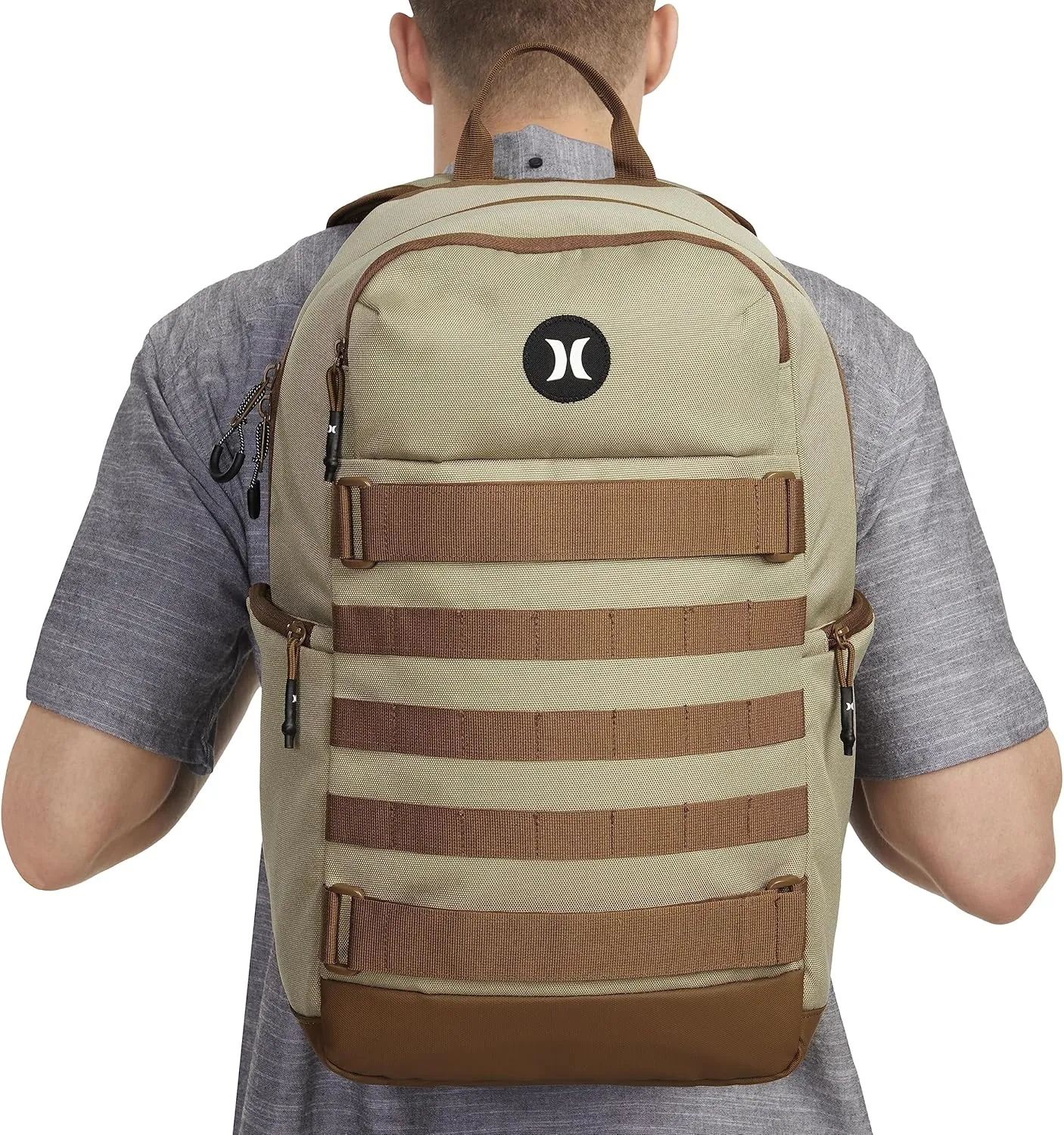 Hurley Mens Skateboard Backpack, Khaki, One Size
