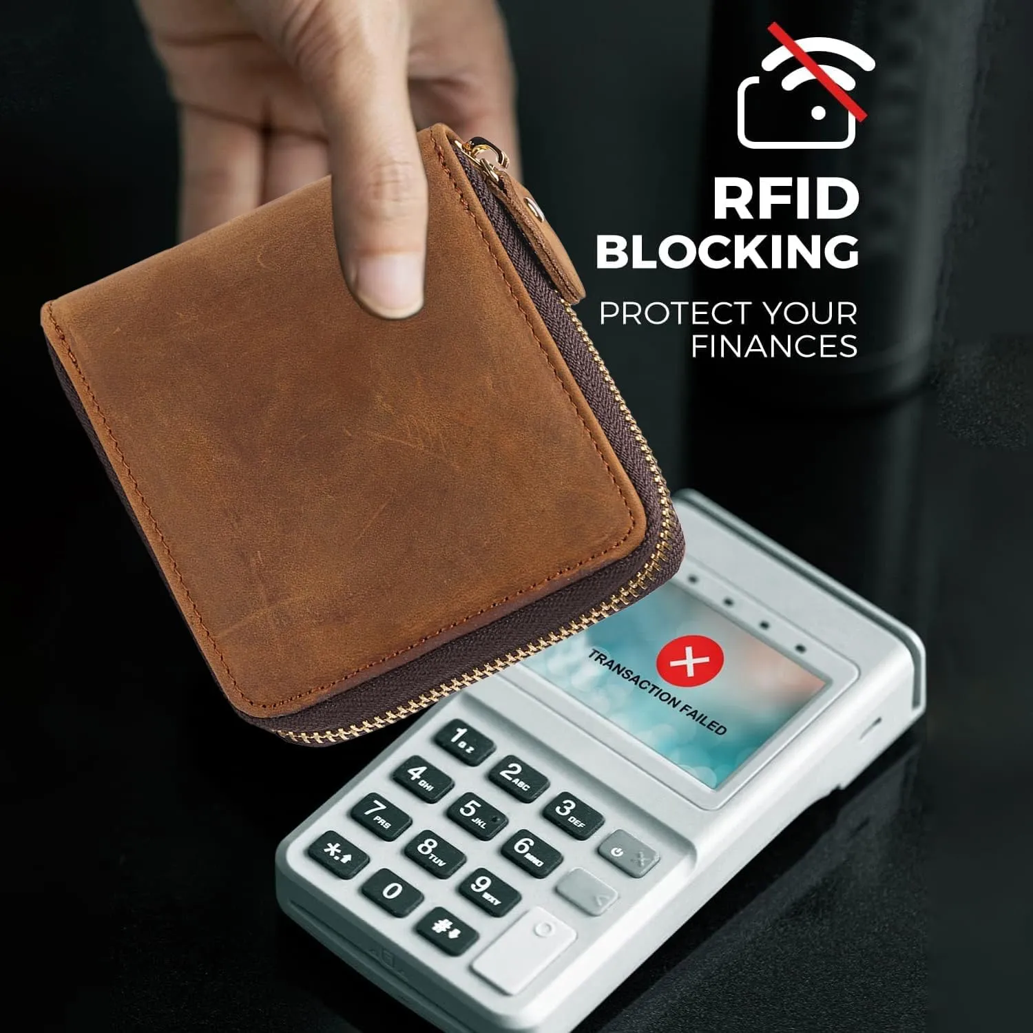 Huztencor Zipper Wallet Men RFID Blocking Leather Bifold Credit Card Wallets (FBA)